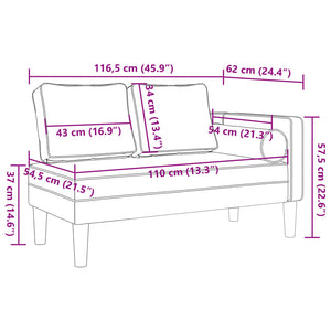 Dunkelgraue Samt Chaiselongue mit Kissen