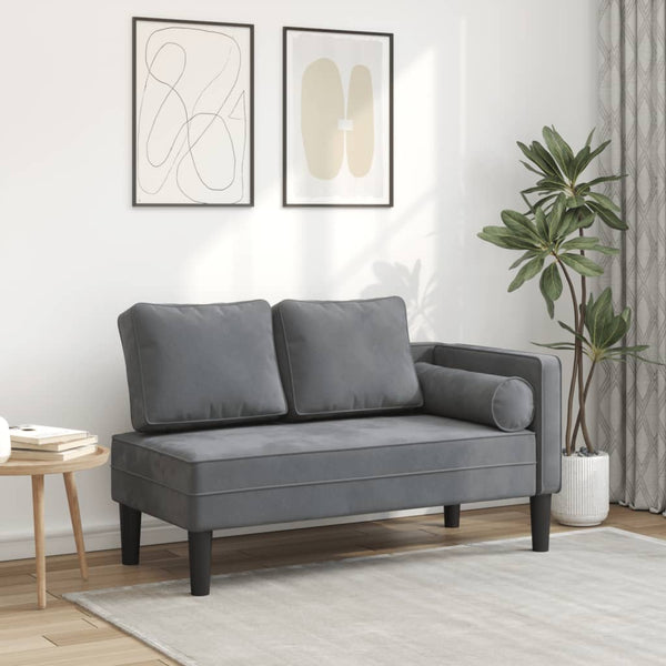 Dunkelgraue Samt Chaiselongue mit Kissen