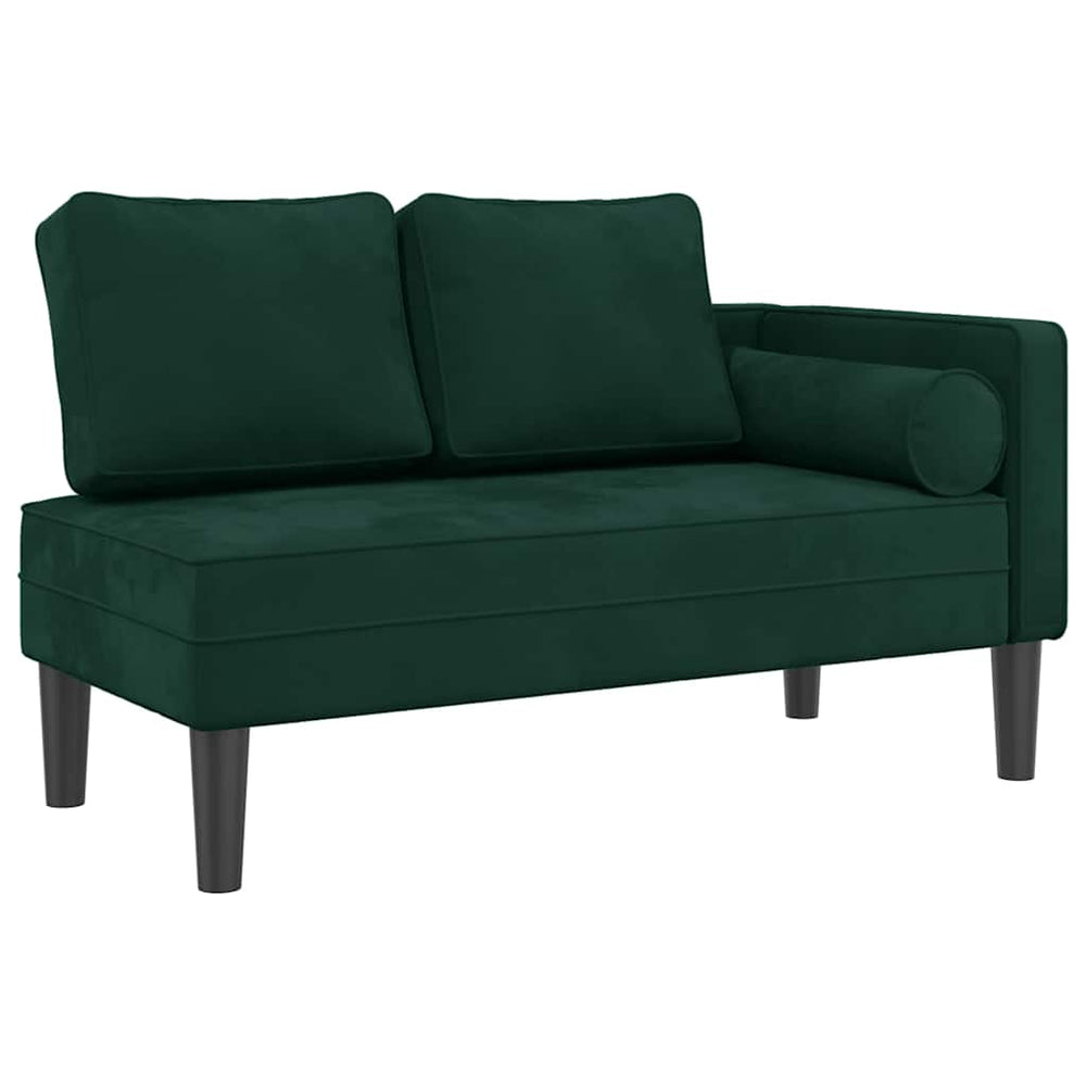 vidaXL Chaise longue avec coussin velours vert foncé