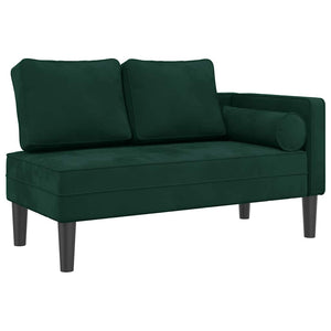 Chaiselongue Dunkelgrün Samt mit Kissen