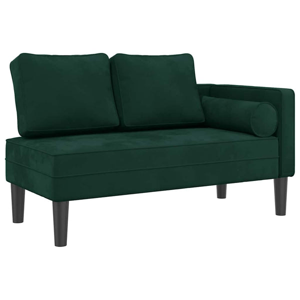 Chaiselongue Dunkelgrün Samt mit Kissen