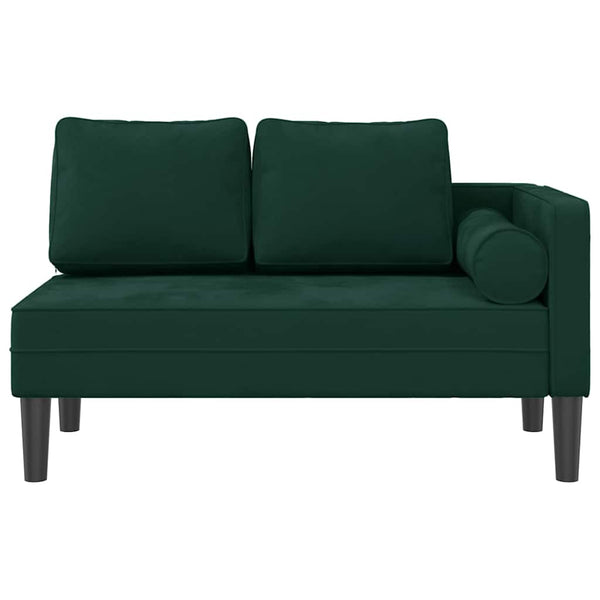 Chaiselongue Dunkelgrün Samt mit Kissen