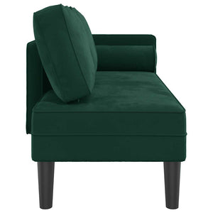 Chaiselongue Dunkelgrün Samt mit Kissen