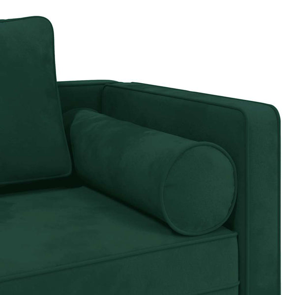 Chaiselongue Dunkelgrün Samt mit Kissen