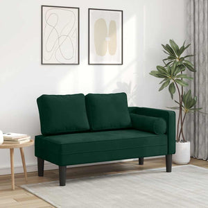Chaiselongue Dunkelgrün Samt mit Kissen