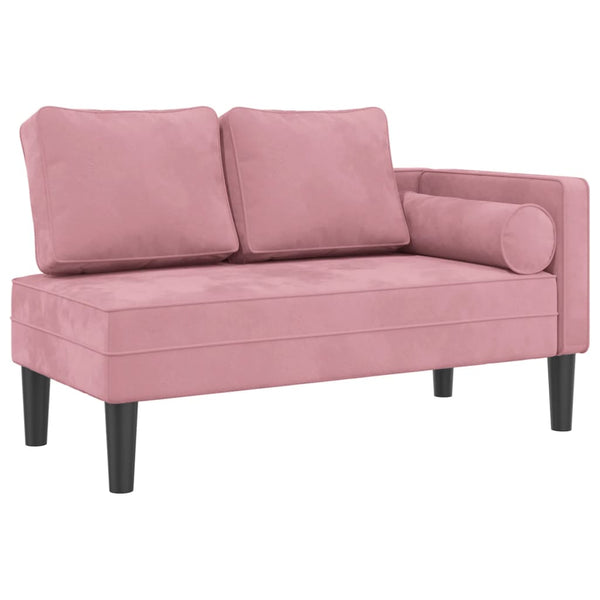 Chaiselongue Rosa Samt mit Kissen