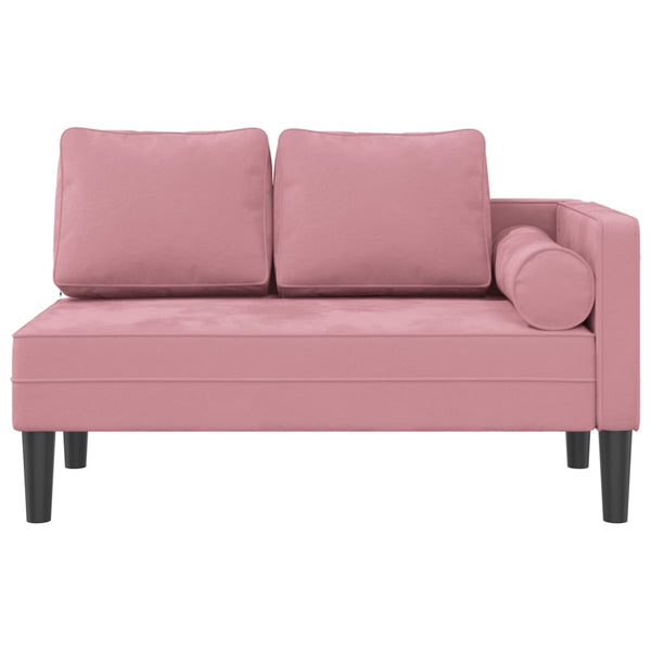Chaiselongue Rosa Samt mit Kissen