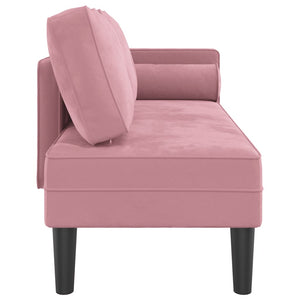 Chaiselongue Rosa Samt mit Kissen