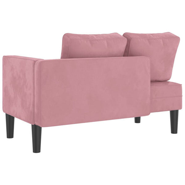 Chaiselongue Rosa Samt mit Kissen