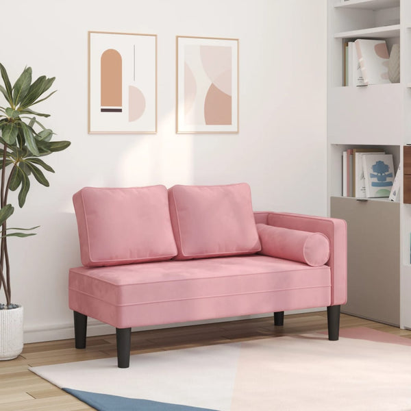 Chaiselongue Rosa Samt mit Kissen