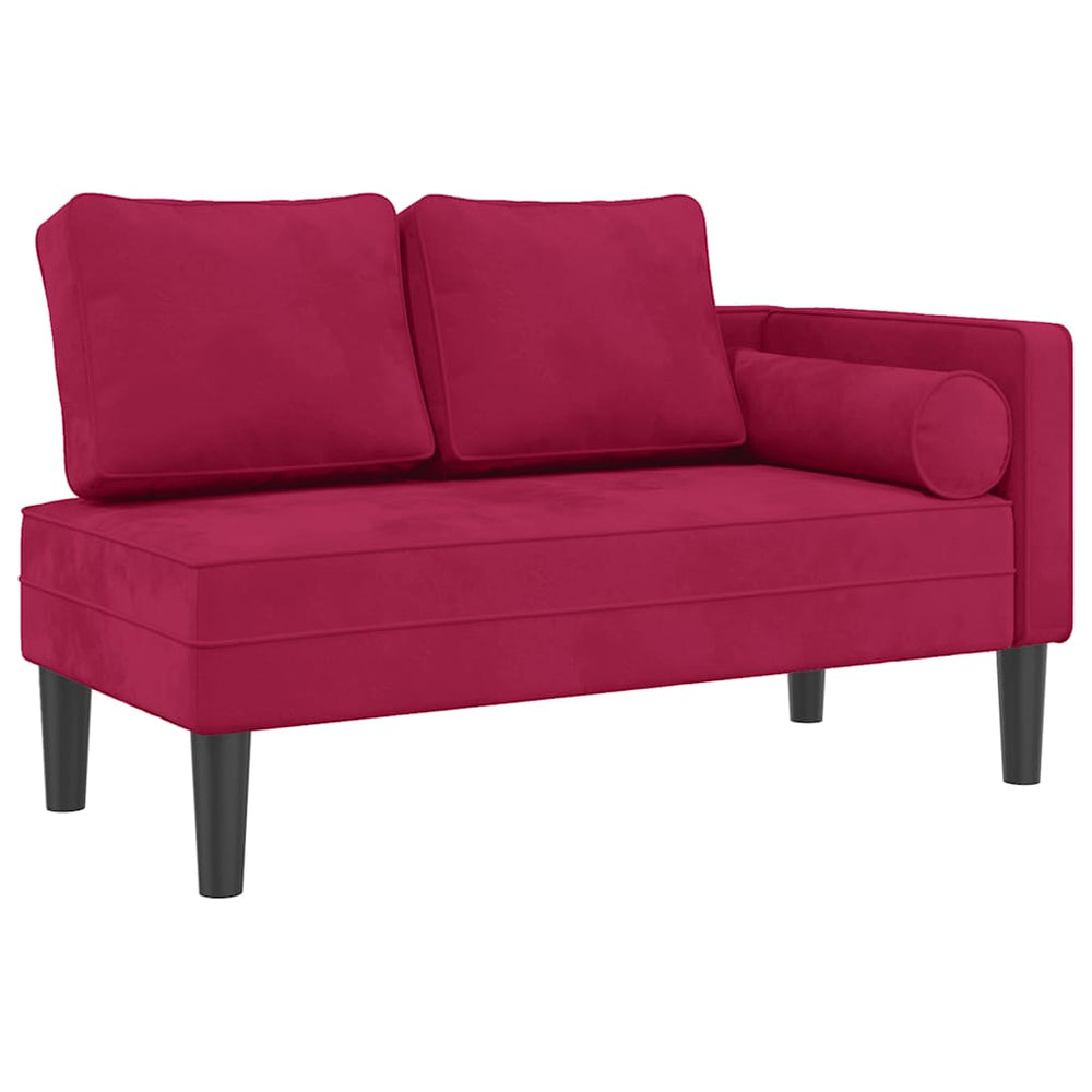 vidaXL Chaise longue avec coussin velours rouge bordeaux