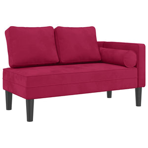 Weinrote Samt Chaiselongue mit Kissen
