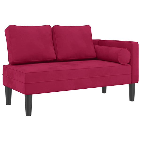 Weinrote Samt Chaiselongue mit Kissen