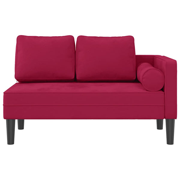 Weinrote Samt Chaiselongue mit Kissen