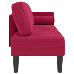 Weinrote Samt Chaiselongue mit Kissen