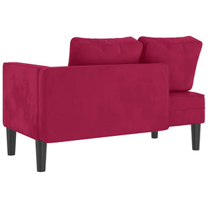 Weinrote Samt Chaiselongue mit Kissen