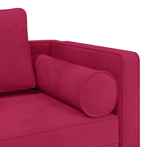 Weinrote Samt Chaiselongue mit Kissen