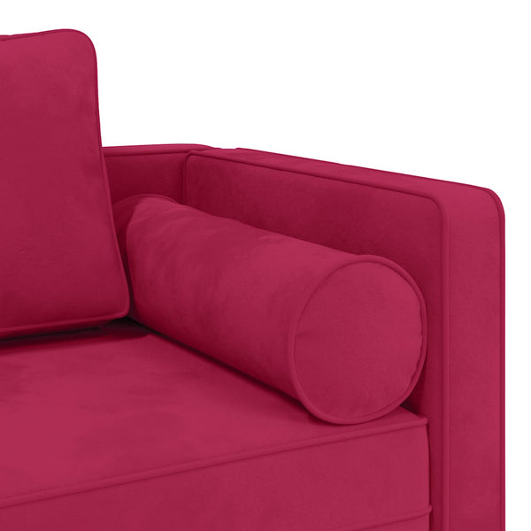 Weinrote Samt Chaiselongue mit Kissen