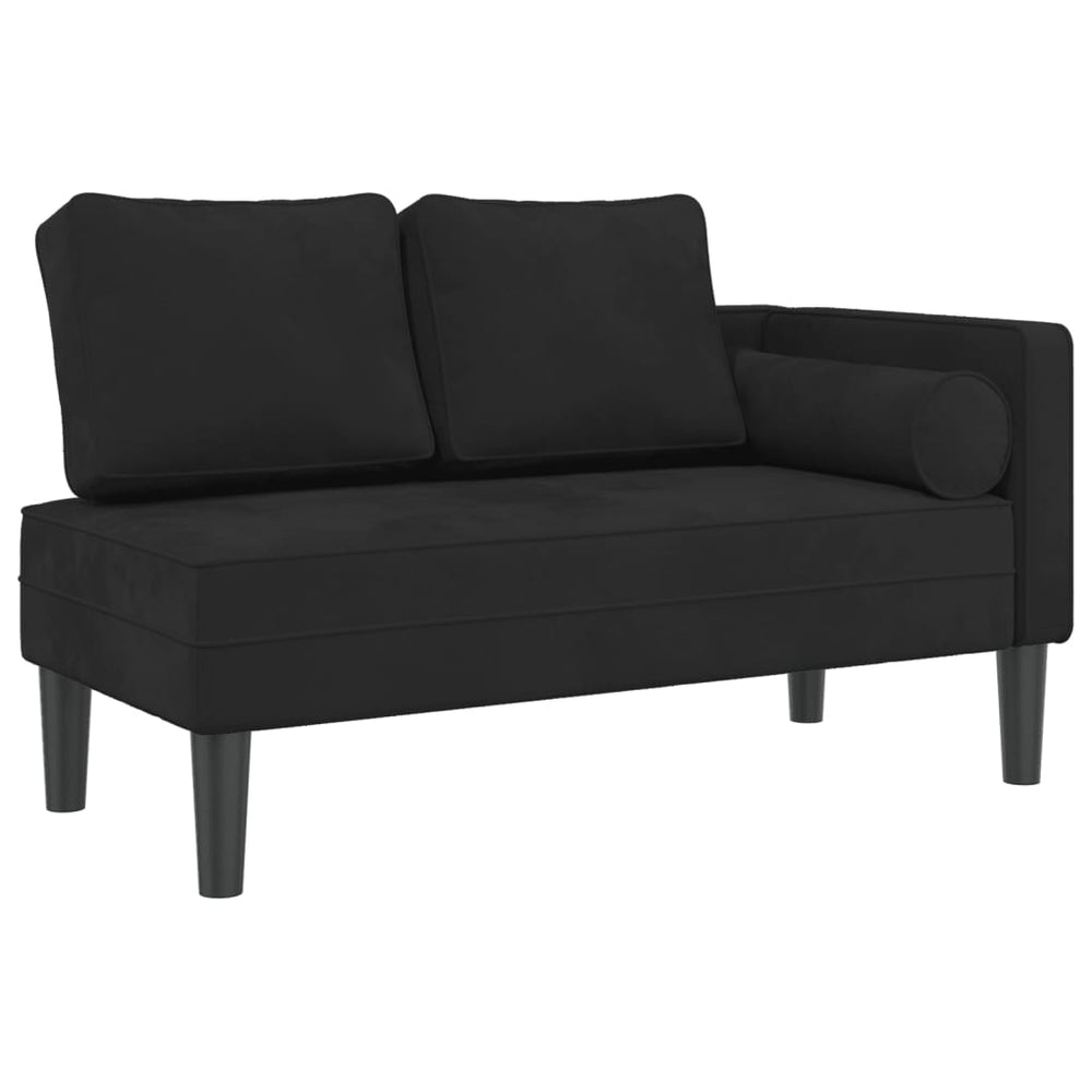 vidaXL Méridienne avec oreiller Velours noir