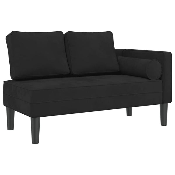 Schwarze Samt Chaiselongue mit Kissen