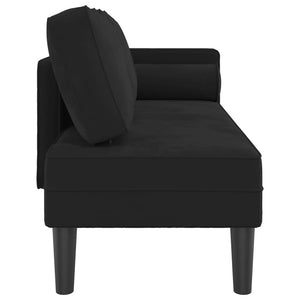 Schwarze Samt Chaiselongue mit Kissen