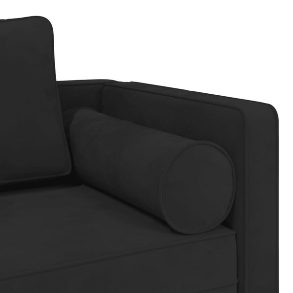 Schwarze Samt Chaiselongue mit Kissen