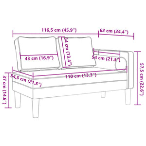 Schwarze Samt Chaiselongue mit Kissen