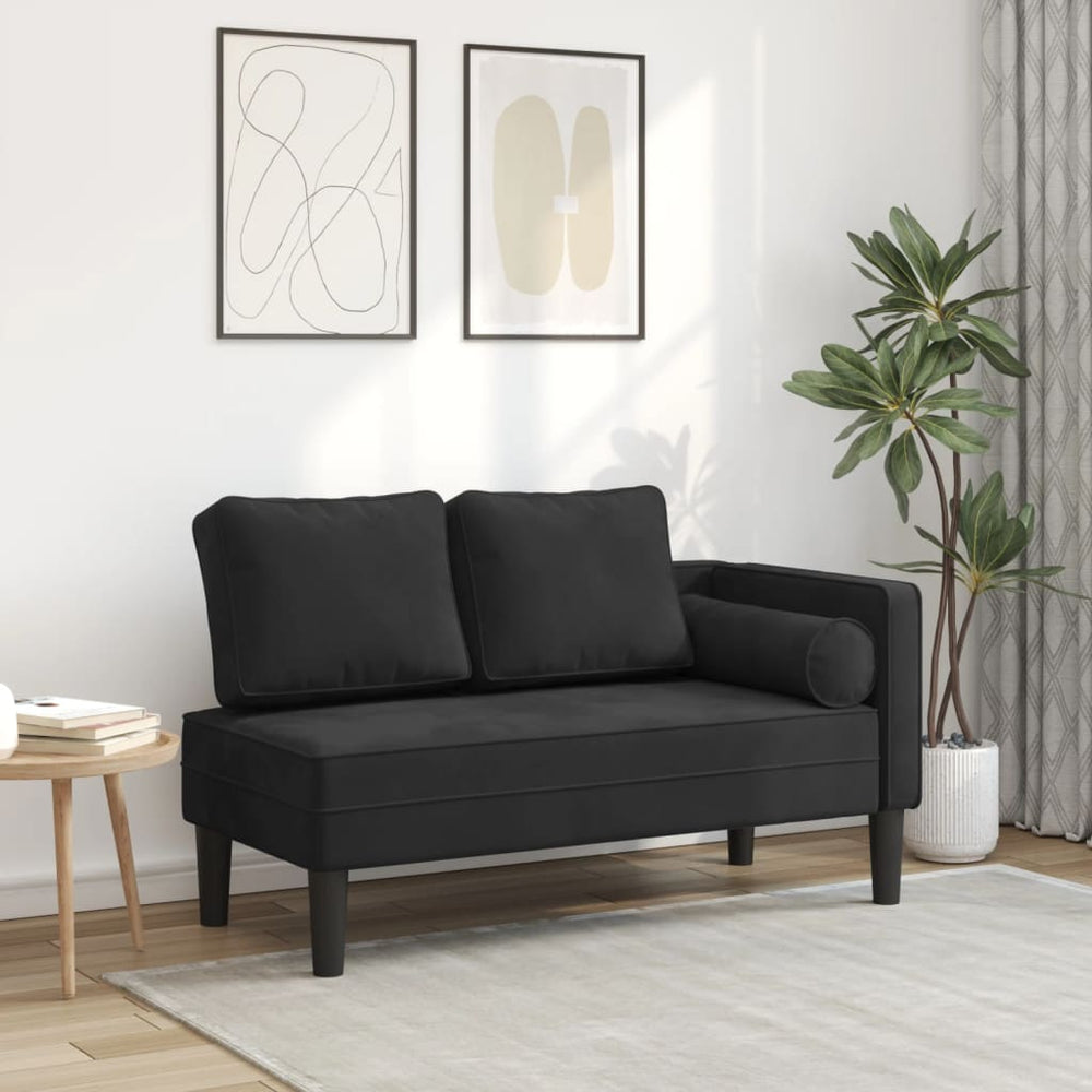 vidaXL Méridienne avec oreiller Velours noir