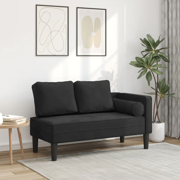Schwarze Samt Chaiselongue mit Kissen