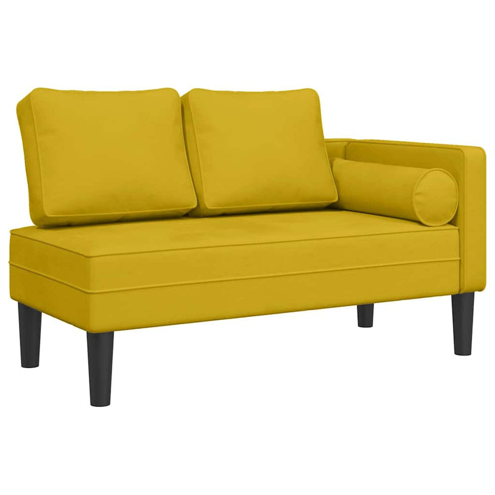 vidaXL Chaise longue avec coussin velours jaune