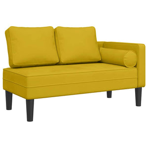Gelbe Samt Chaiselongue mit Kissen