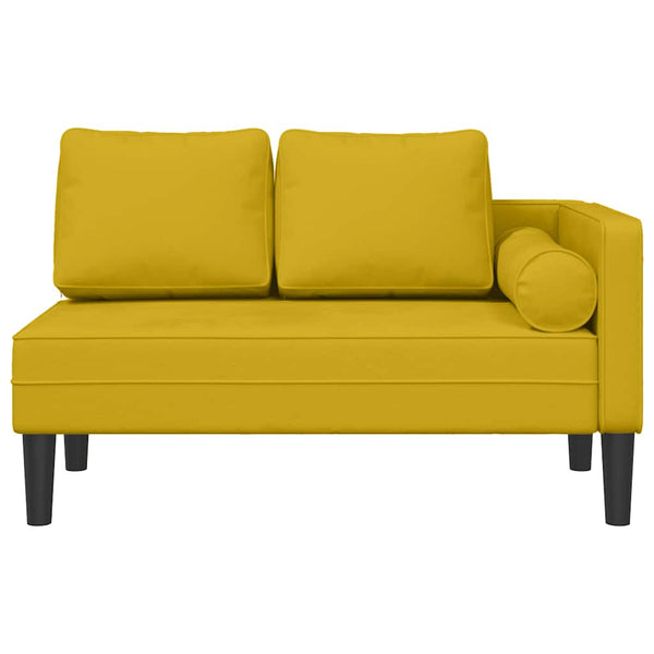 Gelbe Samt Chaiselongue mit Kissen