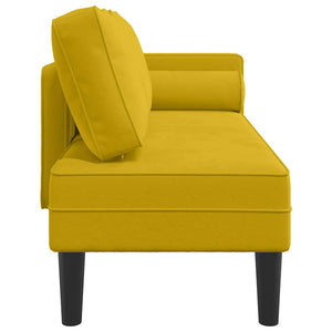 Gelbe Samt Chaiselongue mit Kissen
