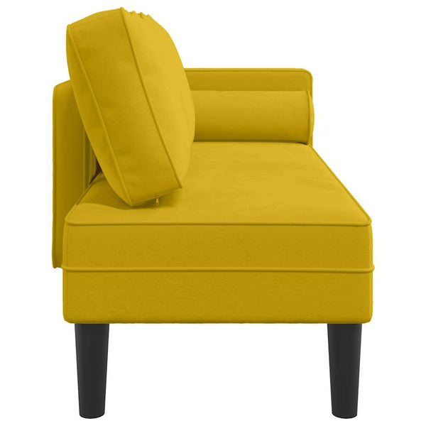 Gelbe Samt Chaiselongue mit Kissen