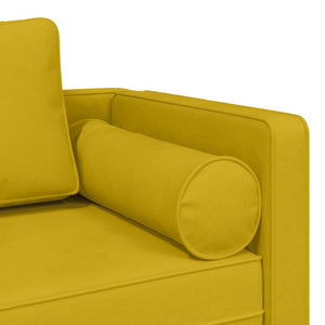 Gelbe Samt Chaiselongue mit Kissen