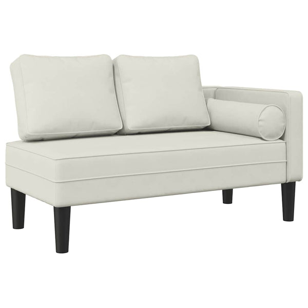 Creme Samt Chaiselongue mit Kissen
