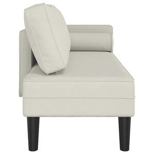 Creme Samt Chaiselongue mit Kissen