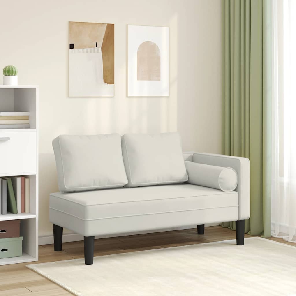 Creme Samt Chaiselongue mit Kissen