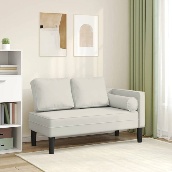 Creme Samt Chaiselongue mit Kissen