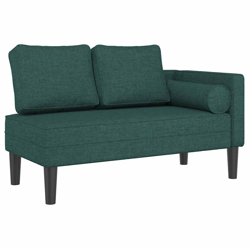 vidaXL Chaise longue avec coussin Vert foncé Tissu