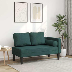 Dunkelgrüne Chaiselongue mit Kissen