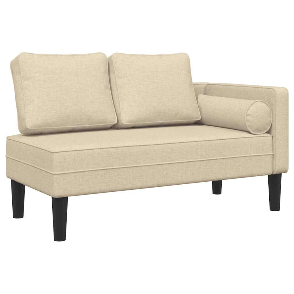 vidaXL Chaise longue avec coussin Crème Tissu