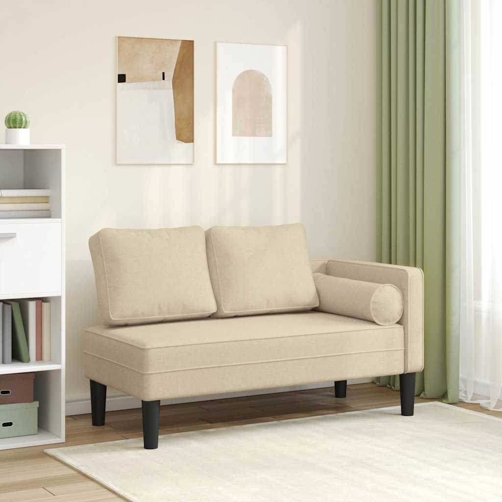 Creme Chaiselongue mit Kissen