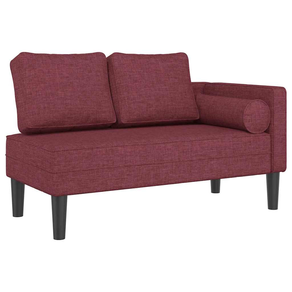 vidaXL Chaise longue avec coussins, tissu bordeaux