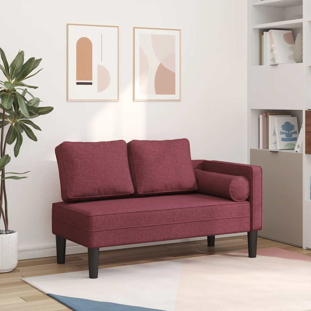 vidaXL Chaise longue avec coussins, tissu bordeaux