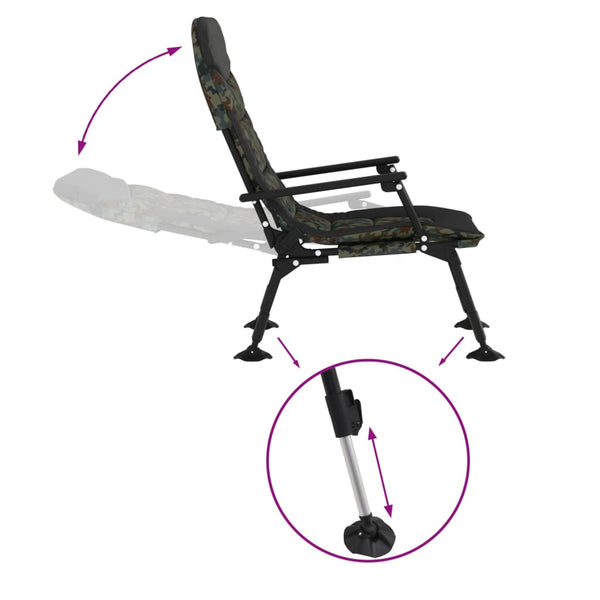 Klappbarer Angelstuhl mit Armlehnen, Tarnmuster