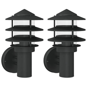 Außenwandleuchten 2er Set Schwarz Edelstahl