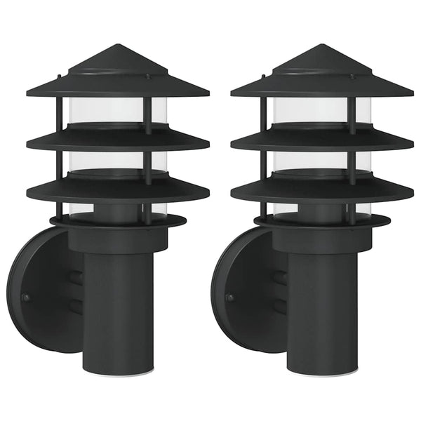 Außenwandleuchten 2er Set Schwarz Edelstahl