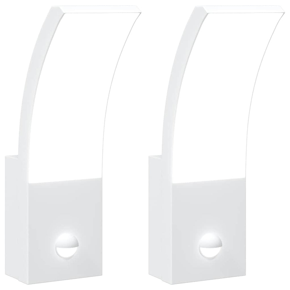 LED Außenwandleuchten mit Sensor, Weiß, 2er-Set