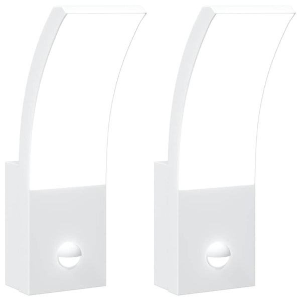LED Außenwandleuchten mit Sensor, Weiß, 2er-Set